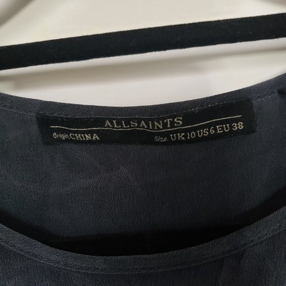 All Saints Cardona Top Size 6 in Blue Silk - Picture 5 of 12